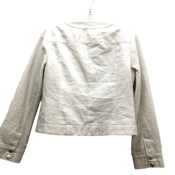 Liz Claiborne W Size PM Cream/Silver Long Sleeve Scoop Neck Short Jacket. - Picture 2 of 8